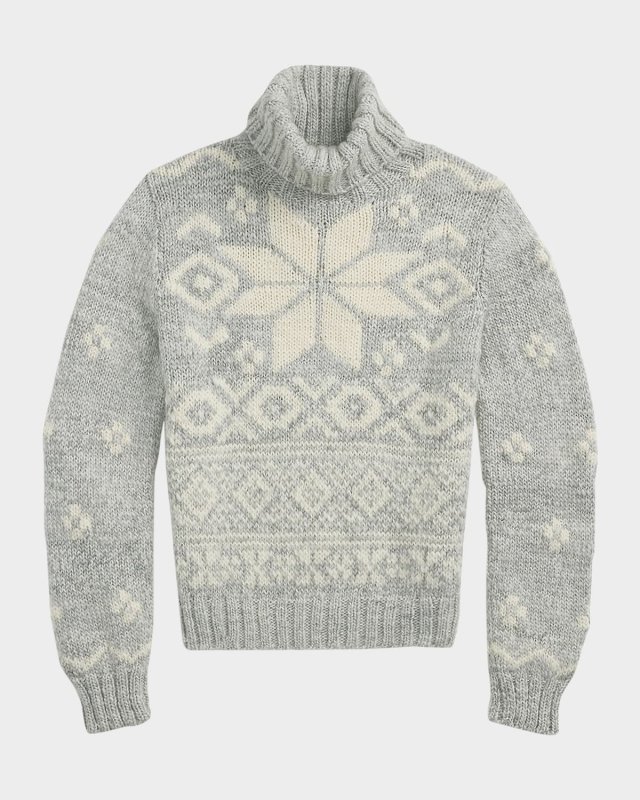 Snowflake-Motif Wool Turtleneck